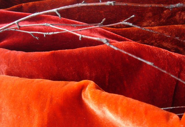 Turner marbled silk velvet col; Tuscany, La Scala, Rust.