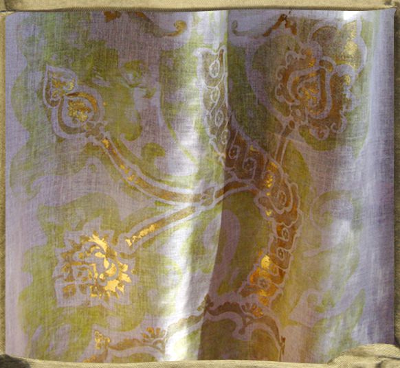SANG SACRE natural Tristan linen in gilded gold aspen.
